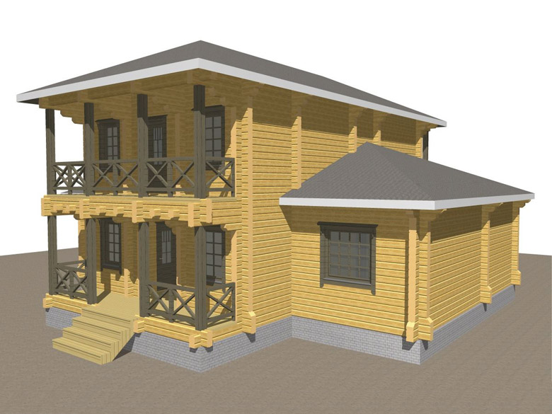 Двухэтажный дома из бруса «Тамань» - макет 3