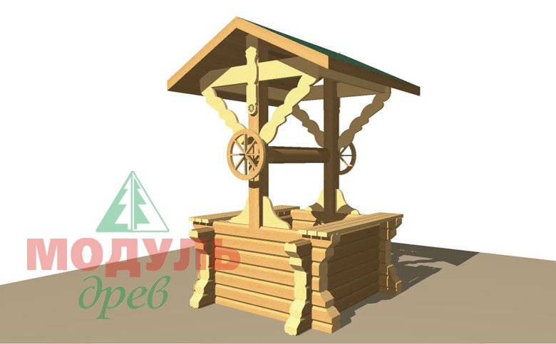 Проект деревянного колодца из бруса - макет 1